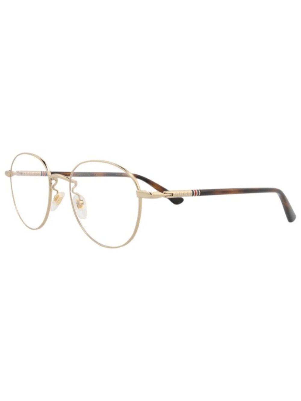 New Gucci Women's Eyeglasses Round Oval Metal Frame Mens Gold Havana Transparent